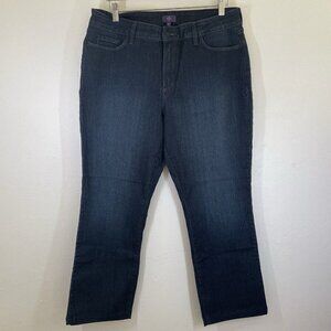 NYDJ Straight Lift Tuck Dark Wash Embroidered Embellished Jeans Women’s Size 16P